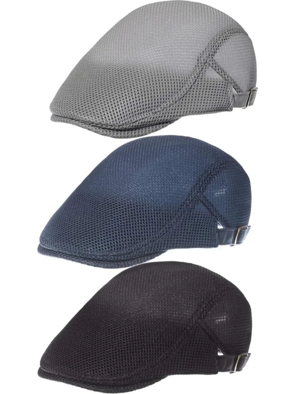 Breathable Mesh Newsboy Cap Set - Adjustable Summer Beret & Cabbie Flat Hat